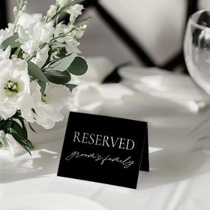 Invitación Boda negro moderno Rótulo de carpas de mesa reserv