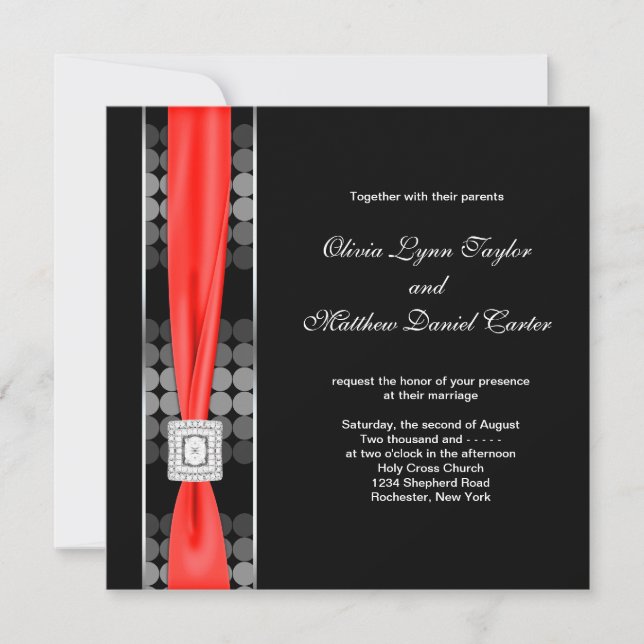 Invitación Boda negro negro blanco y negro moderno (Anverso)