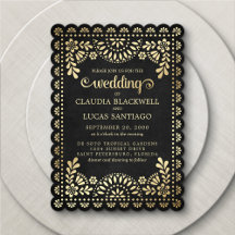 Boda negro Papel Picado