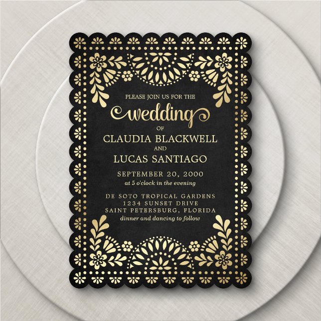 Invitación Boda negro Papel Picado (Subido por el creador)