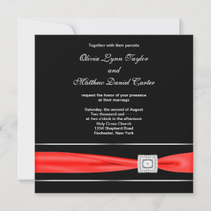 Invitación Boda negro rojo