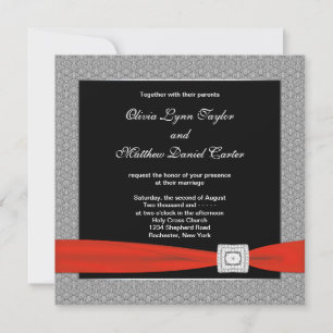 Invitación Boda negro rojo negro