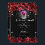 Invitación Boda negro rosa rosa rojo brillante mágico<br><div class="desc">Personalizar para cualquier evento</div>