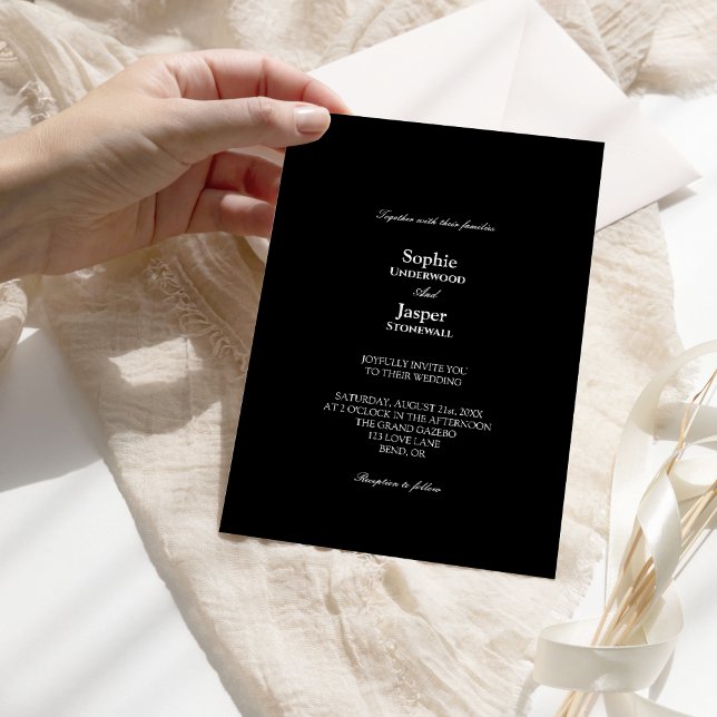 Invitación Boda negro simple clásico moderno (Subido por el creador)