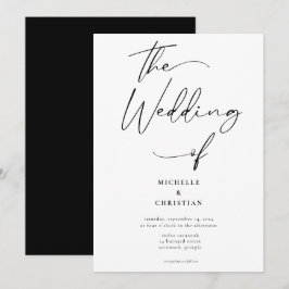 Invitación Boda negro sólido caligrafía moderna