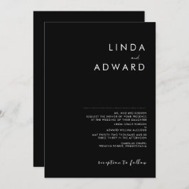 Invitación Boda negro tradicional Minimalista moderno