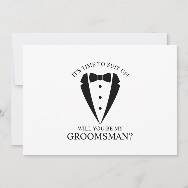 Invitación Boda negro Tuxedo Suit Groomsman Propuesta (Anverso)