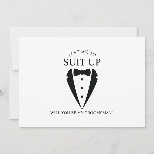 Invitación Boda negro Tuxedo Suit Groomsman Propuesta (Anverso)