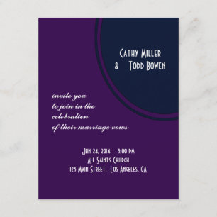 Invitación boda negro violeta y azul moderno