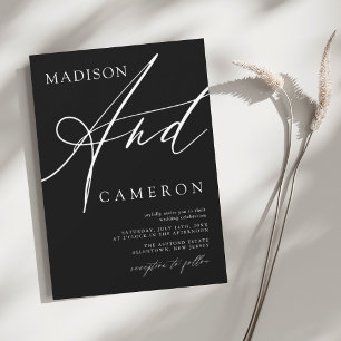 Invitación Boda negro y blanco de caligrafía negrita