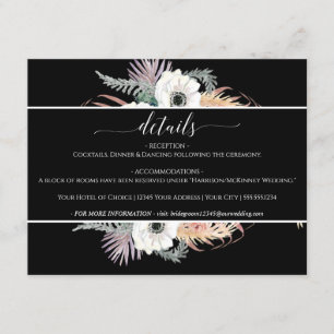 Invitación Boda negro y blanco de pampas floral