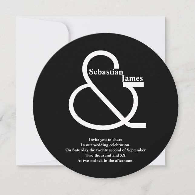 Invitación Boda negro y blanco negrita (Anverso)