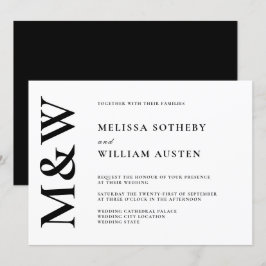 Invitación Boda negro y blanco negrita moderno