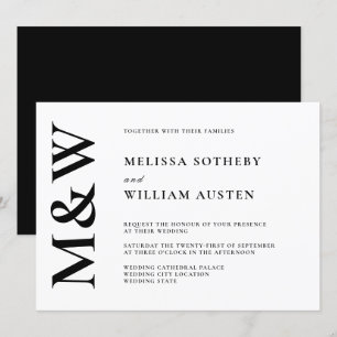 Invitación Boda negro y blanco negrita moderno