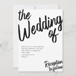 Invitación Boda negro y blanco negrita moderno