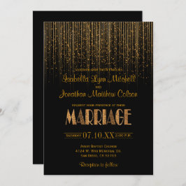Invitación Boda negro y ducha con estrella de cobre de oro