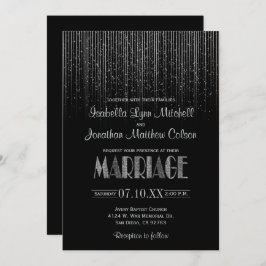 Invitación Boda negro y ducha de lluvia con estrella plateada