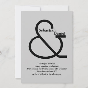 Invitación Boda negro y gris negrita