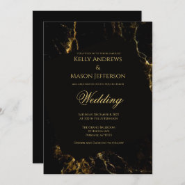 Invitación Boda negro y oro