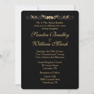 Invitación Boda negro y oro