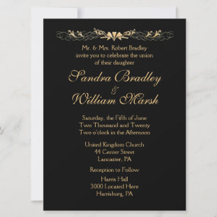 Invitación Boda negro y oro