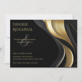 Invitación Boda negro y oro moderno