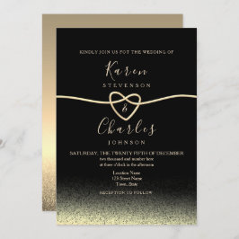 Invitación Boda negro y oro moderno