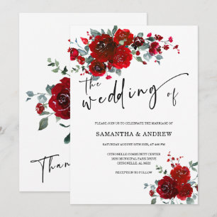 Invitación Boda Negro y Rojo