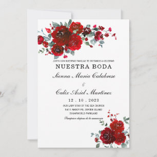 Invitación Boda Negro y Rojo