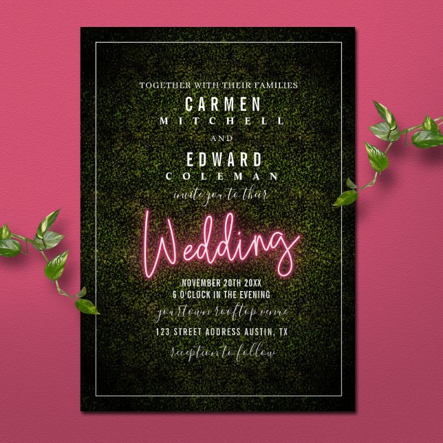 Invitación Boda Neon Rótulo Boxwood (Subido por el creador)