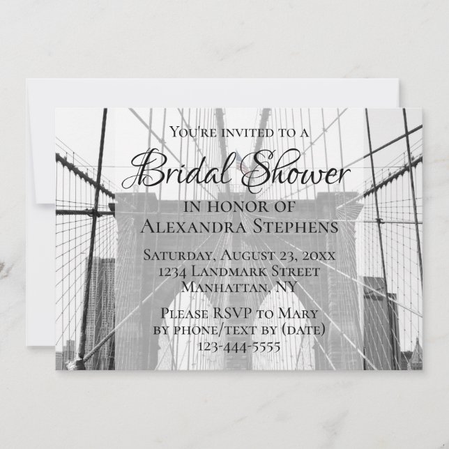 Invitación Boda neoyorquino NYC Brooklyn Bridge Bridal Shower (Anverso)