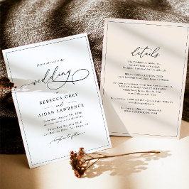 Invitación Boda Neutral Beige Moderno De Boho