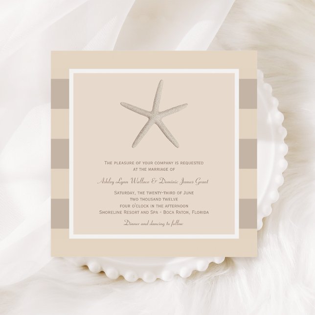 Invitación Boda Neutral Beige Starfish Beach (Subido por el creador)