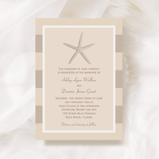 Invitación Boda Neutral Beige Starfish Beach (Subido por el creador)