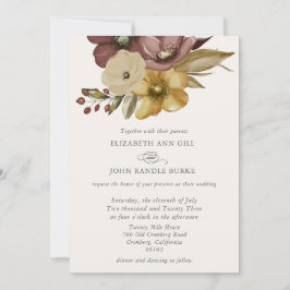 Invitación Boda Neutral Boho Acuarela 