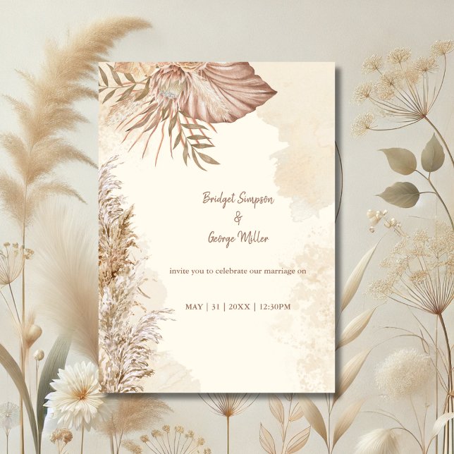 Invitación Boda neutral de Boho Boho, un hombre inmaduro (Subido por el creador)