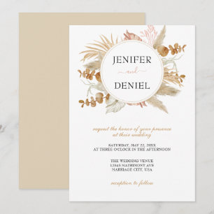 Invitación Boda Neutral de la decoración de las flores de pam