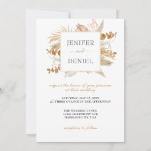 Invitación Boda Neutral de la decoración de las flores de pam