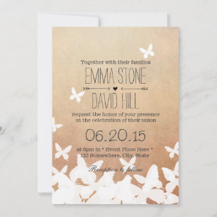Invitación Boda neutral de mariposas voladoras elegantes