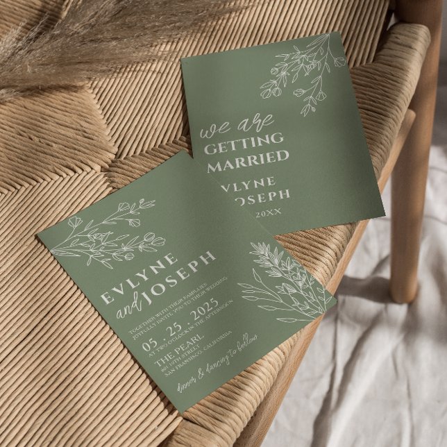 Invitación Boda Neutral de Moda de Boho verde ardiente floral (Subido por el creador)