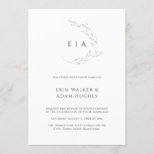 Invitación Boda Neutral Elegante de Wreath Minimalista