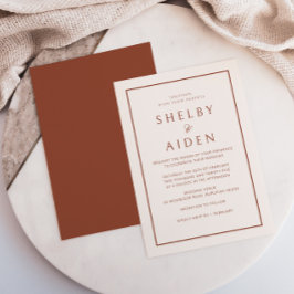 Invitación Boda Neutral Mínimo Terracota Moderno