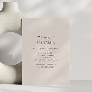 Invitación Boda Neutral Moderna Minimalista Beige