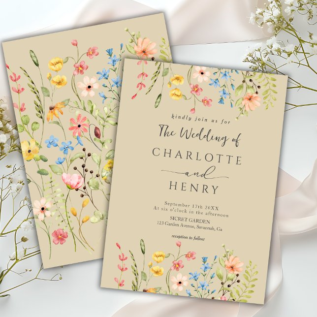 Invitación Boda Neutral Moderno Elegante de Flores Silvestres (Subido por el creador)