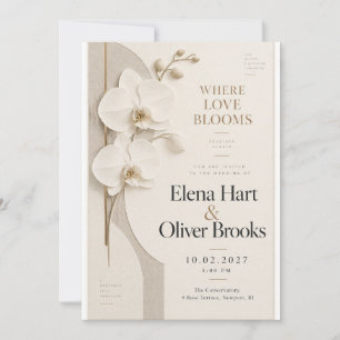 Invitación Boda Neutral Orquídea Marfil