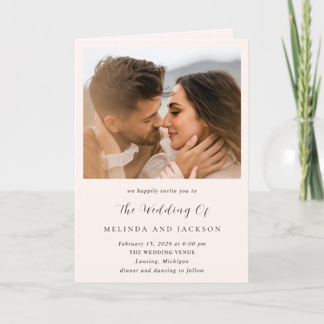 Invitación Boda Neutral Terrosa Moderna Foto (Anverso)