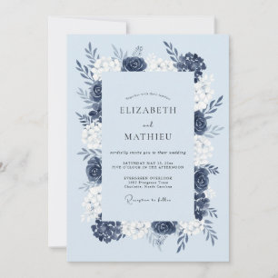 Invitación Boda nevada de azul marino
