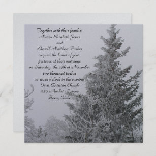 Invitación Boda nevada del pino del invierno