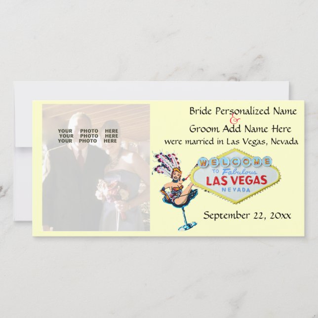 Invitación Boda Newlyweds de Las Vegas (Anverso)