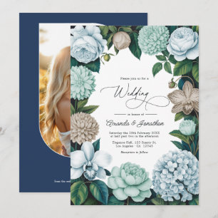 Invitación Boda Niebla Costera/Tinte de Espuma de Mar y Mader